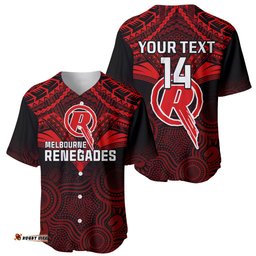 Custom Melbourne Renegades Cricket Baseball Jersey Shirt Unique Indigenous Art Mix Polynesian Pattern