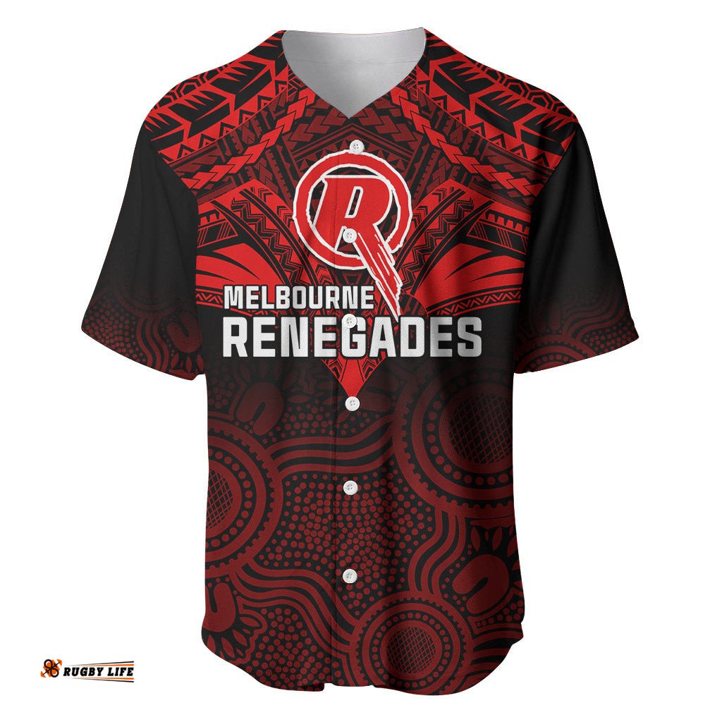Custom Melbourne Renegades Cricket Baseball Jersey Shirt Unique Indigenous Art Mix Polynesian Pattern