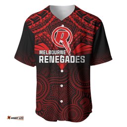 Custom Melbourne Renegades Cricket Baseball Jersey Shirt Unique Indigenous Art Mix Polynesian Pattern