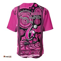 Sydney Sixers Cricket Baseball Jersey Shirt Happy Australia Day Aboriginal Art