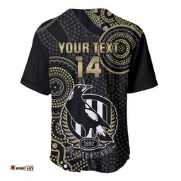 Custom AFL Collingwood Baseball Jersey Shirt Indigenous Magpies Dynamic Version