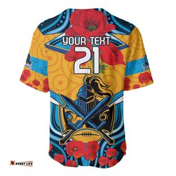 Custom GLD Titans Rugby ANZAC Baseball Jersey Shirt Gallipoli Soldier With Aboriginal Art