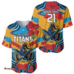 Custom GLD Titans Rugby ANZAC Baseball Jersey Shirt Gallipoli Soldier With Aboriginal Art