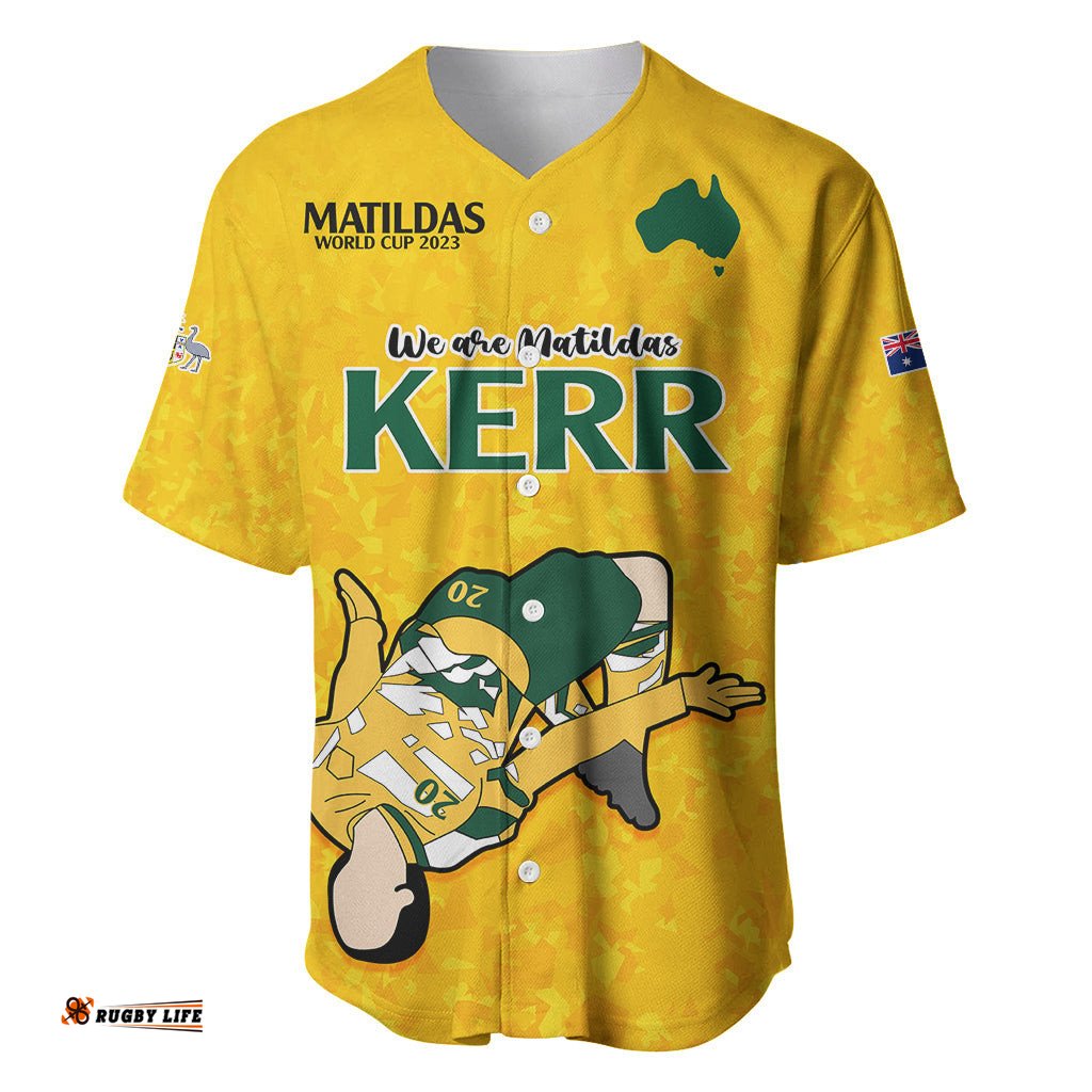 Custom Sam Kerr Matildas Baseball Jersey Shirt Australia Soccer Go World Cup