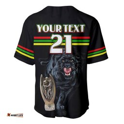 Custom Panther Premierships Baseball Jersey Shirt Go Champions Black Simple Style