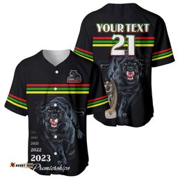 Custom Panther Premierships Baseball Jersey Shirt Go Champions Black Simple Style
