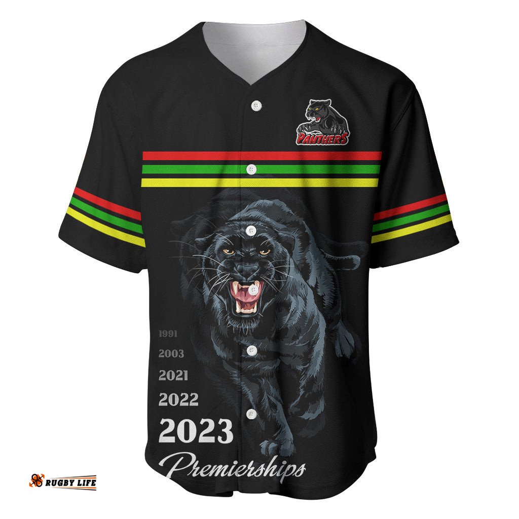Custom Panther Premierships Baseball Jersey Shirt Go Champions Black Simple Style