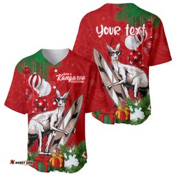 Personalised Kangaroo Lover Baseball Jersey Shirt Australia Merry Christmas Aboriginal