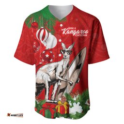 Personalised Kangaroo Lover Baseball Jersey Shirt Australia Merry Christmas Aboriginal