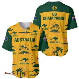 Australia Soccer Baseball Jersey Shirt Matildas World Cup Tropical Style