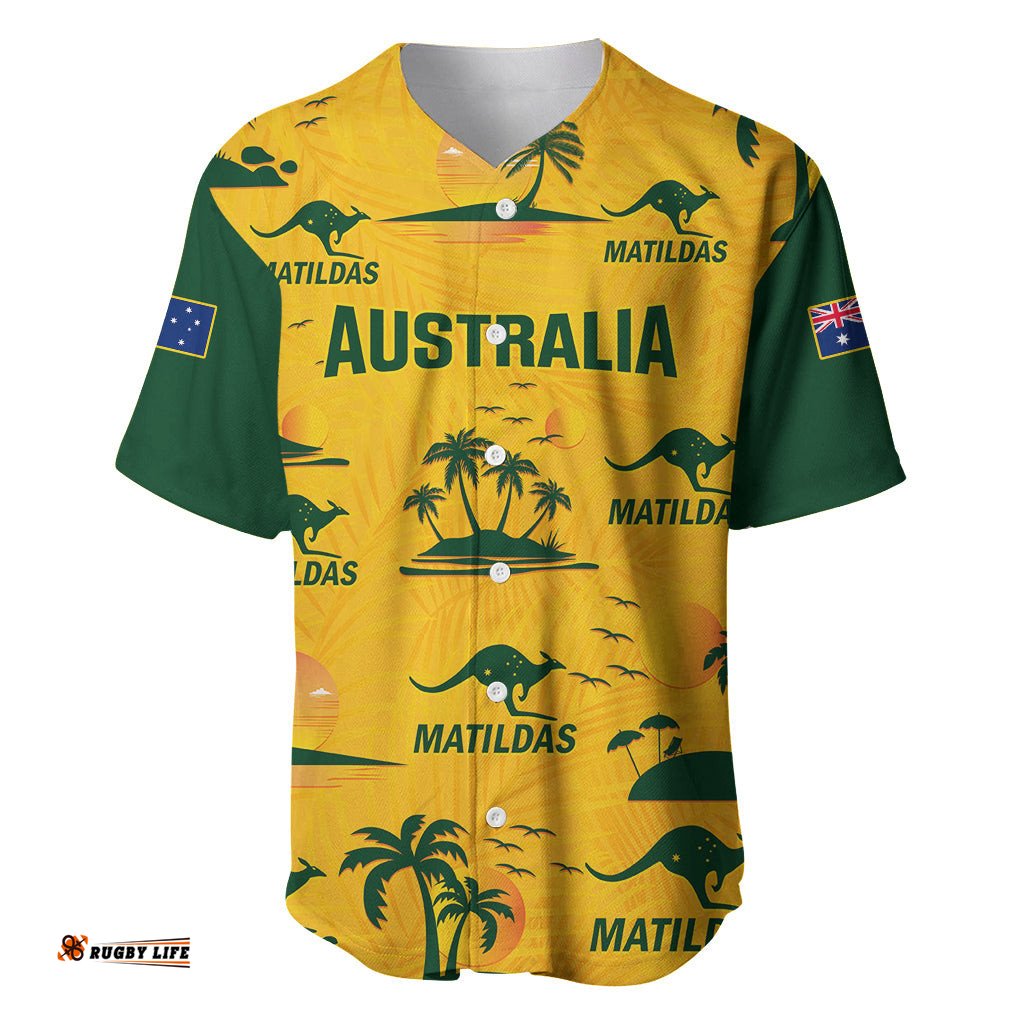 Australia Soccer Baseball Jersey Shirt Matildas World Cup Tropical Style