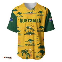Australia Soccer Baseball Jersey Shirt Matildas World Cup Tropical Style