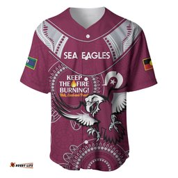 Custom NRL Sea Eagles NAIDOC Week Baseball Jersey Shirt Keep The Fire Burning Indigenous Art