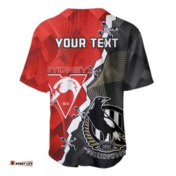 Personalised Collingwood And Swans Football Baseball Jersey Shirt Together Sporty Style