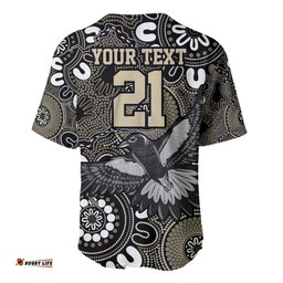 Custom Magpies NAIDOC Week 2024 Baseball Jersey Shirt Fire Burning Aboriginal Dots Art