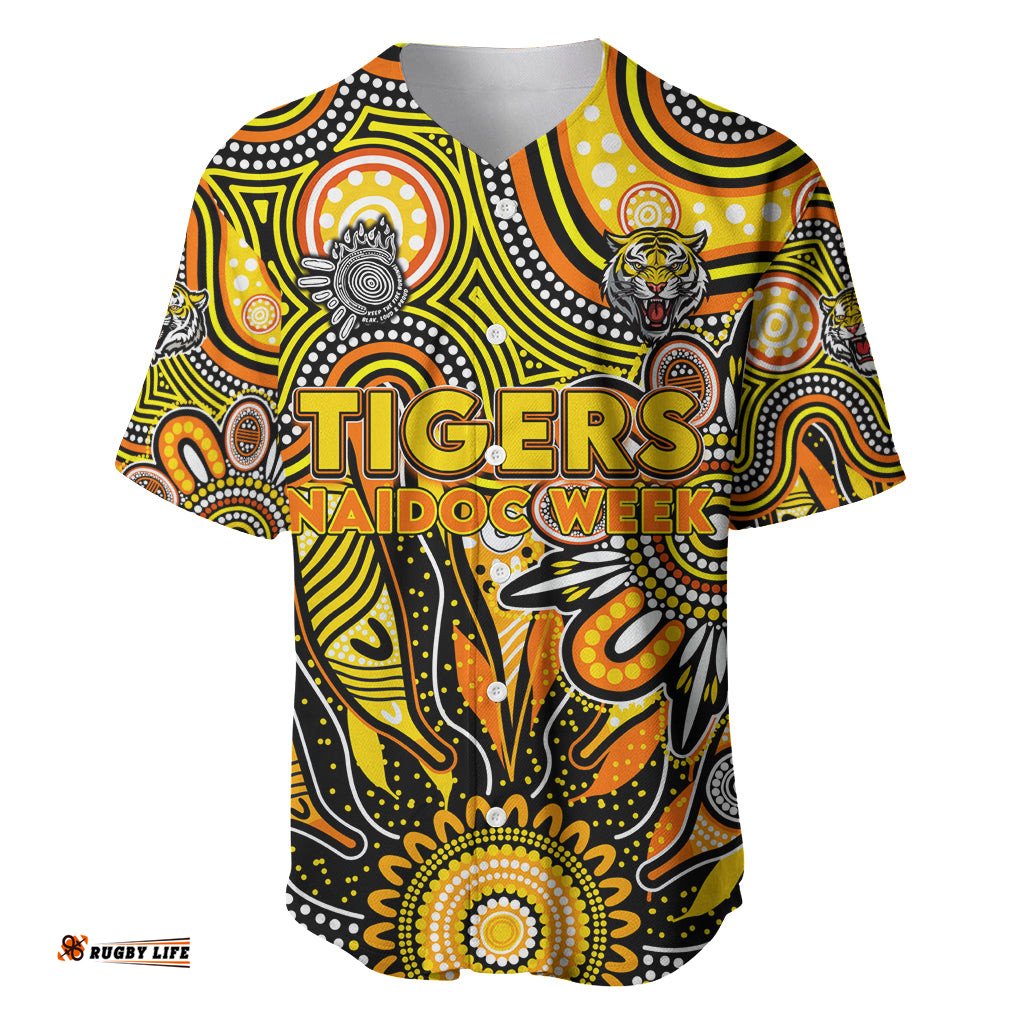 Personalised Tiger NAIDOC Week 2024 Baseball Jersey Shirt Aussie Aboriginal Art
