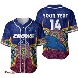 Custom Text And Number Adelaide Football Baseball Jersey Shirt Crows Aboriginal Art Ver.02