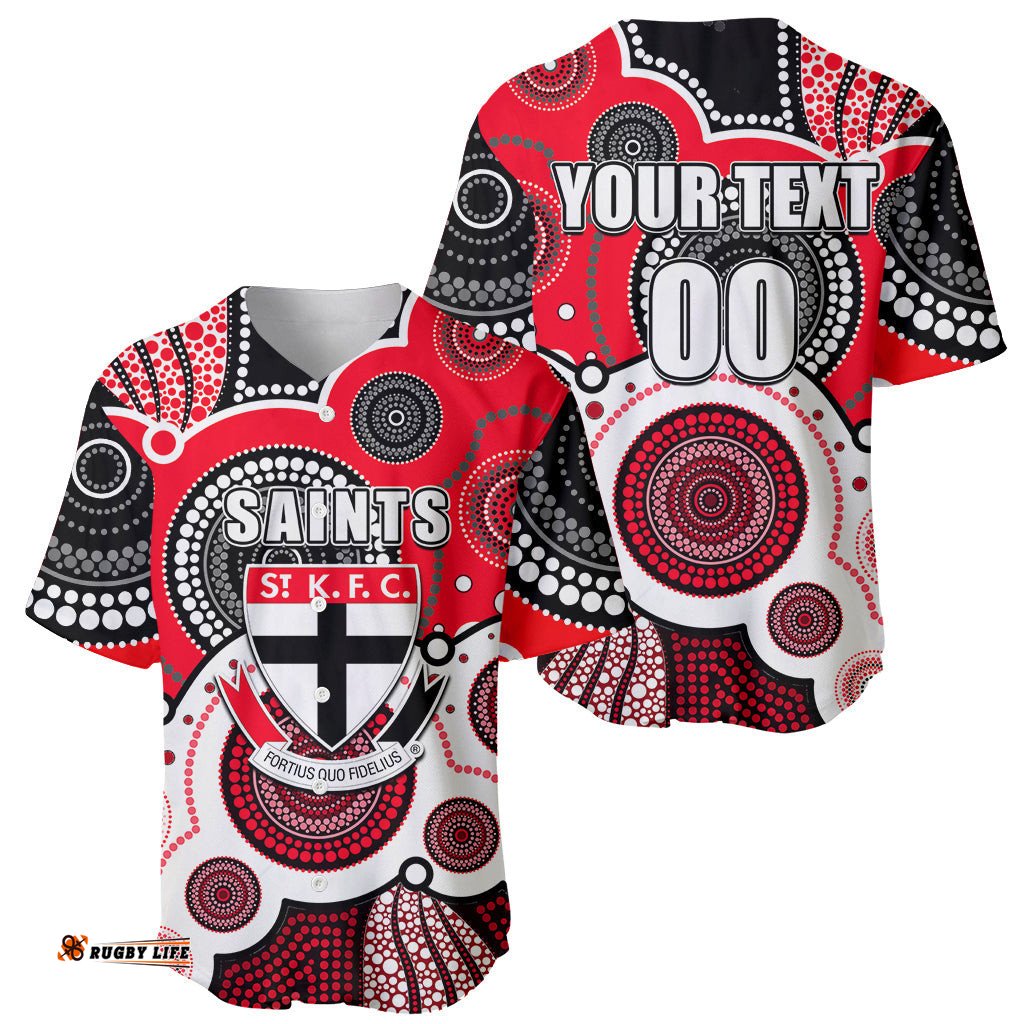 Custom Personalised And Number Saints AFL Baseball Jersey Shirt Aboriginal Patterns 06
