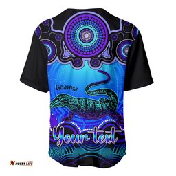 Personalised Australia Capricorn Goanna Zodiac Baseball Jersey Shirt Auz Astrology Aboriginal Blue