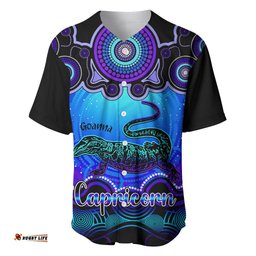 Personalised Australia Capricorn Goanna Zodiac Baseball Jersey Shirt Auz Astrology Aboriginal Blue