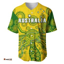 Custom Text And Number Australia Baseball Jersey Shirt National Colours Proud Aussie Special Indigenous
