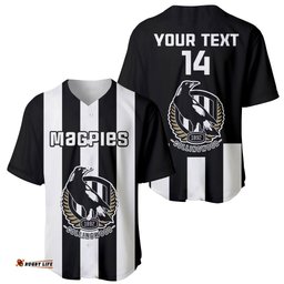 Personalised Collingwood Football Baseball Jersey Shirt Go Magpies Sporty Style