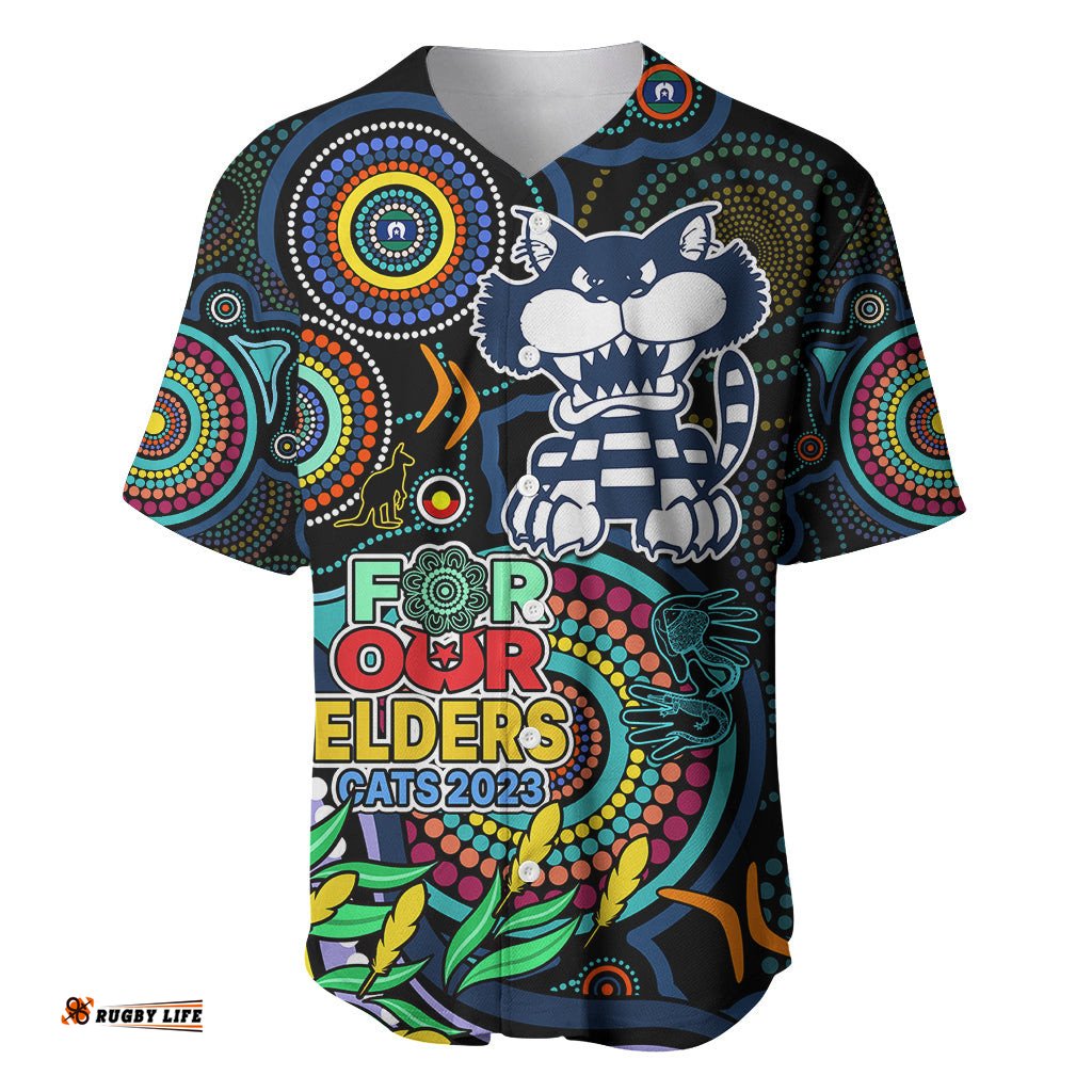 Cats Football Aboriginal Art Baseball Jersey Shirt NAIDOC Indigenous Tribal