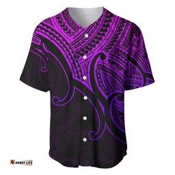 Aotearoa Maori Koru Baseball Jersey Shirt Polynesian Pacific Tribal Purple