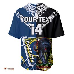 Custom Panthers And Cowboys Rugby Baseball Jersey Shirt Aboriginal Version