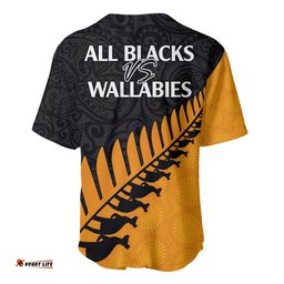 Australia Wallabies and Aotearoa Rugby Baseball Jersey Shirt Kangaroo Black Fern Maori Gold Vibe