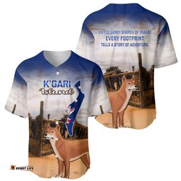 Australia Fraser Island Baseball Jersey Shirt Dingo With Maheno Shipwreck K'gari Proud