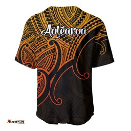 Aotearoa Maori Koru Baseball Jersey Shirt Polynesian Pacific Tribal Gold