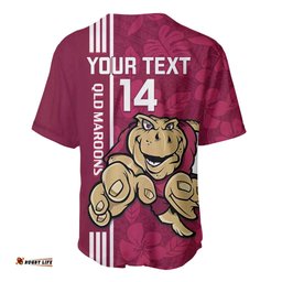 Custom QLD Maroons Rugby Baseball Jersey Shirt Cane Toads Polynesian Pattern Tropical Vibes