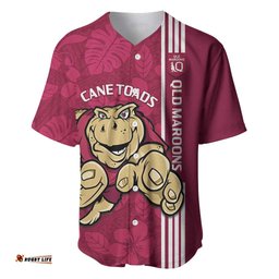 Custom QLD Maroons Rugby Baseball Jersey Shirt Cane Toads Polynesian Pattern Tropical Vibes