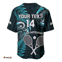 Custom New Zealand Tiki Tennis Baseball Jersey Shirt 2024 Aotearoa Tenehi Maori Silver Fern Turquoise