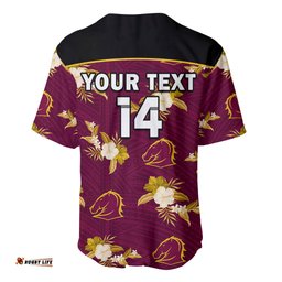 Custom Text And Number Broncos Rugby Baseball Jersey Shirt Polynesian Tribal Mix Tropical Hawaiian Style