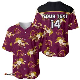 Custom Text And Number Broncos Rugby Baseball Jersey Shirt Polynesian Tribal Mix Tropical Hawaiian Style