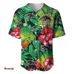 Custom Personalised Panthers Rugby Baseball Jersey Shirt Fashion Tropical Jungle Flowers