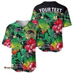 Custom Personalised Panthers Rugby Baseball Jersey Shirt Fashion Tropical Jungle Flowers