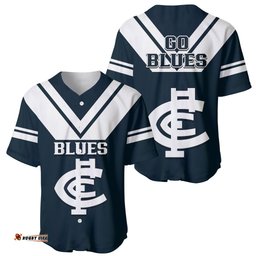 Carlton Football Baseball Jersey Shirt Go Blues Navy Simple Style