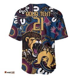 Custom Lions Football NAIDOC Week 2024 Baseball Jersey Shirt Fire Burning Aboriginal Dots Art