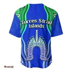 Torres Strait Islands Baseball Jersey Shirt The Dhari Mix Aboriginal Turtle Version Blue