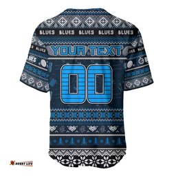 Personalized Blues Football Xmas Baseball Jersey Shirt Australia AFL Mascot