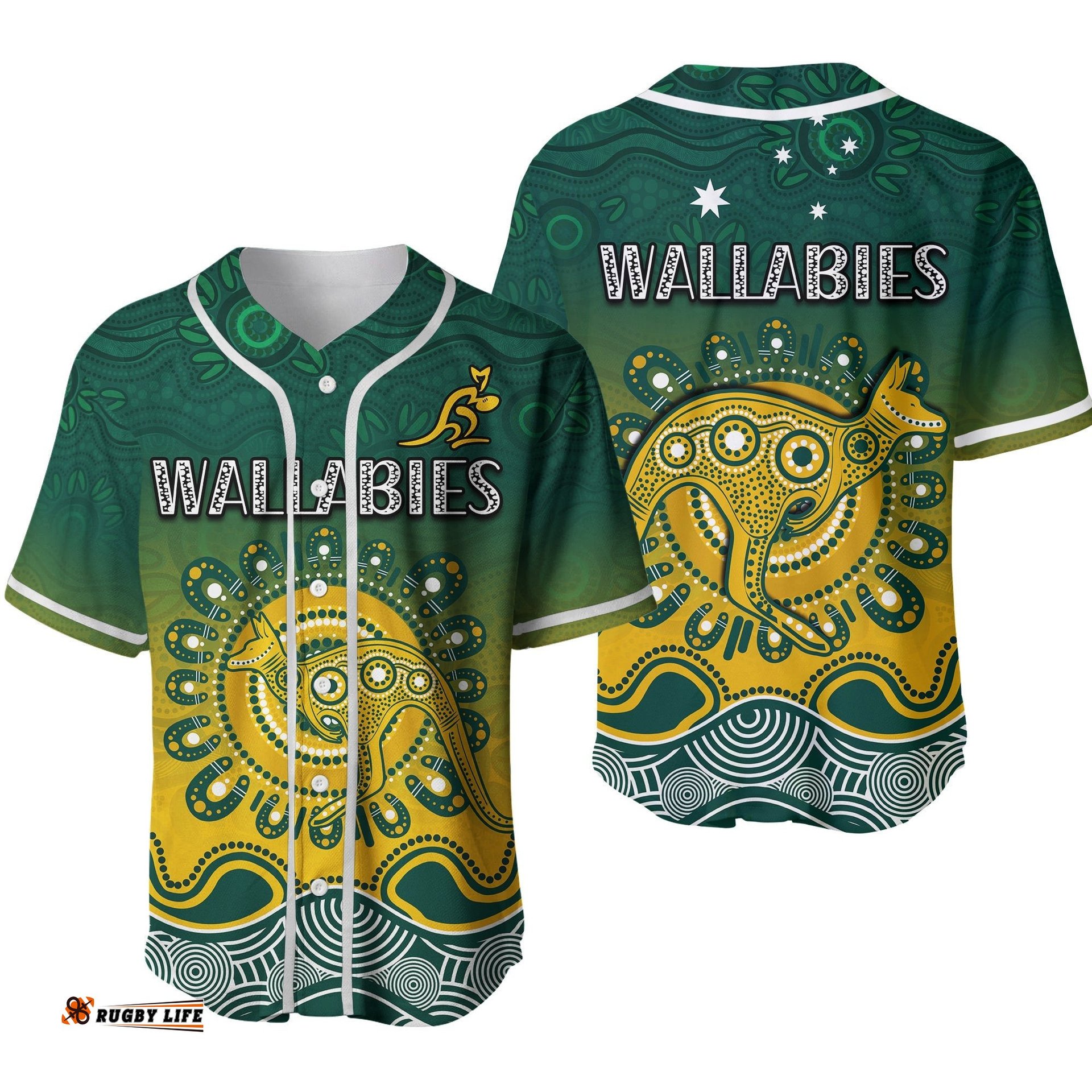 Wallabies Rugby Australia Baseball Jersey Shirt Aboriginal Ver.02