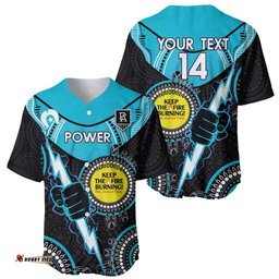 Custom AFL Power NAIDOC Week Baseball Jersey Shirt Keep The Fire Burning Indigenous Art