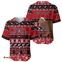 Personalised New Zealand Christmas Baseball Jersey Shirt Aotearoa Kiwi Meri Kirihimete Red Version
