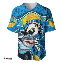 Sharks Mascot NRL Baseball Jersey Shirt NAIDOC