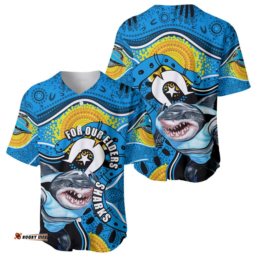 Sharks Mascot NRL Baseball Jersey Shirt NAIDOC