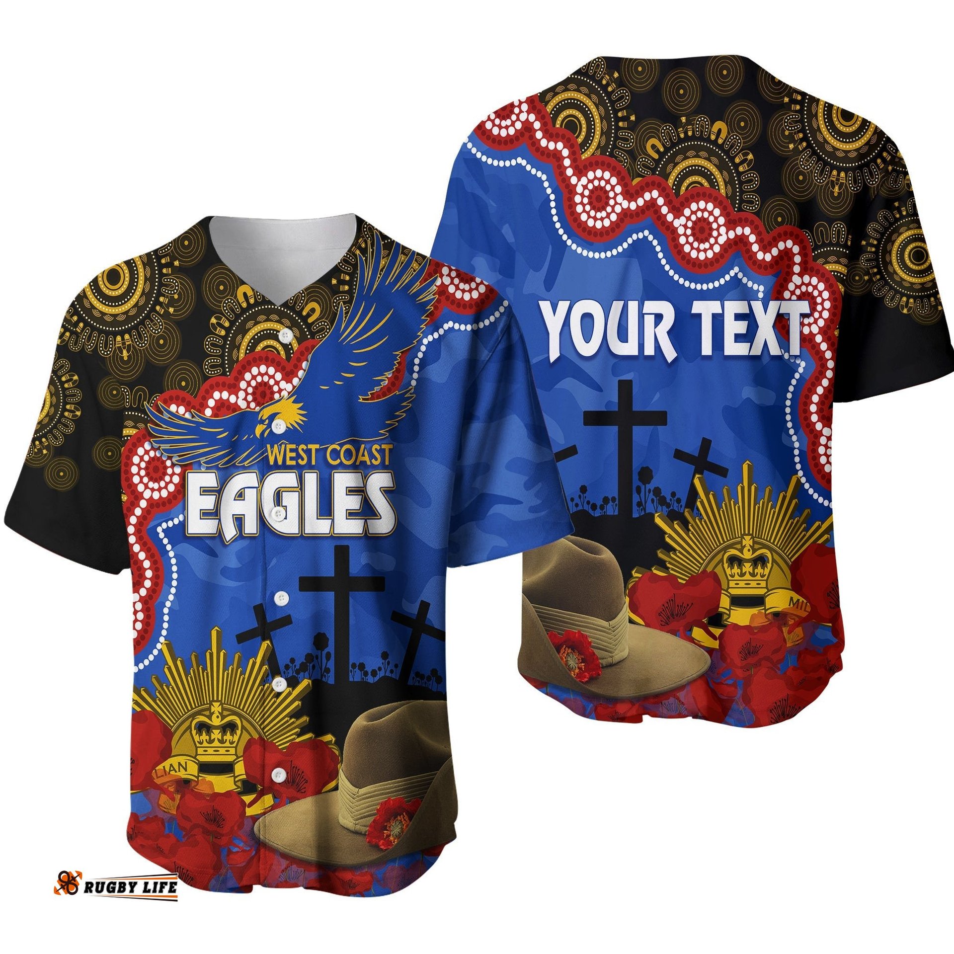 Eagles Football ANZAC Baseball Jersey Shirt Aboriginal Mix Slouch Hat 05