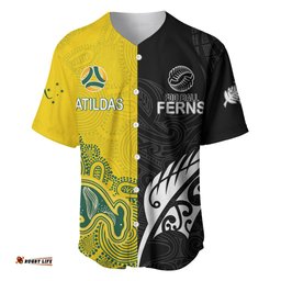 Personalised Matildas Mix Football Ferns Baseball Jersey Shirt World Cup Aboriginal Tribal Style